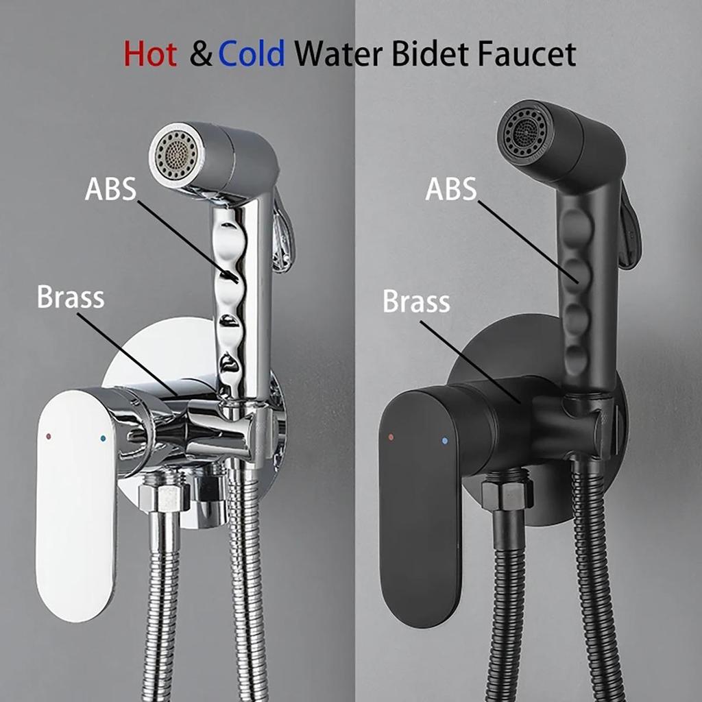 ULA Bidet Faucet Black Chrome Mixer Toilet Faucets Ducha Cold&Hot Water Mixer Crane Round Shower Sprayer Hygienic Shower