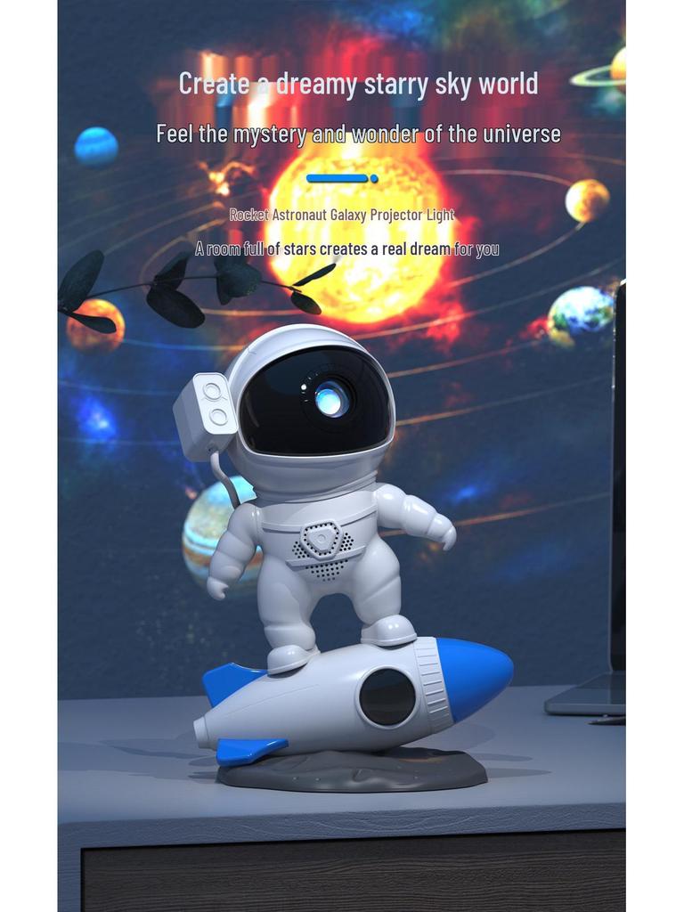 Rocket Astronaut Galaxy Starry Sky Projector: HD Focusing Atmosphere Light for Bedroom
