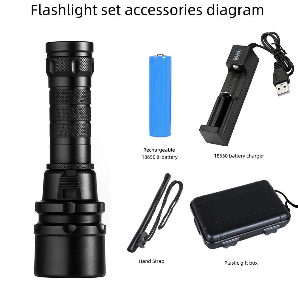 Powerful LED Diving Flashlight High Bright Professional Underwater Dive Torch IPX8 Waterproof Rating Lamp With Hand Rope