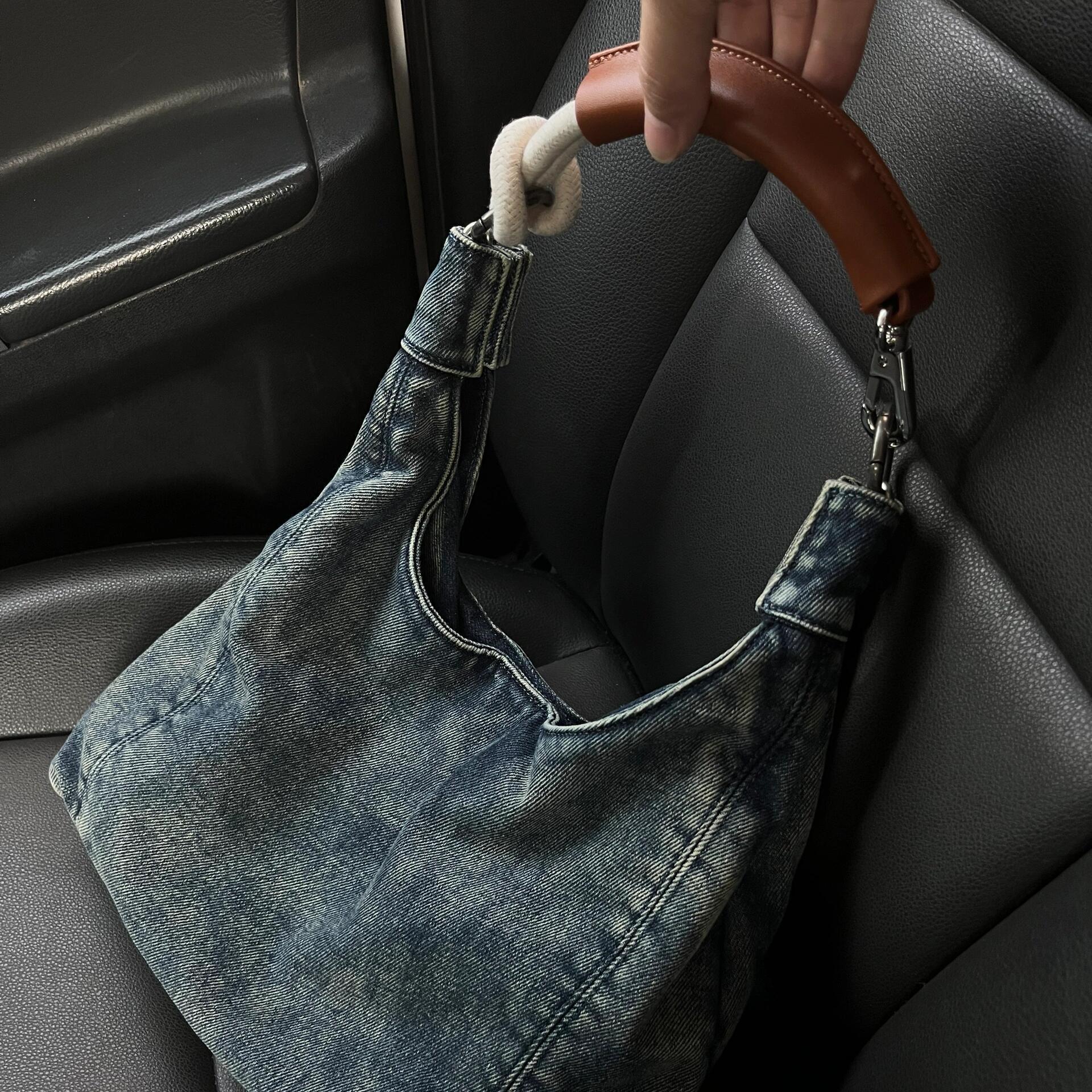 

Denim bag premium denim tote bag 2025 new niche retro versatile commuter shoulder large capacity bag