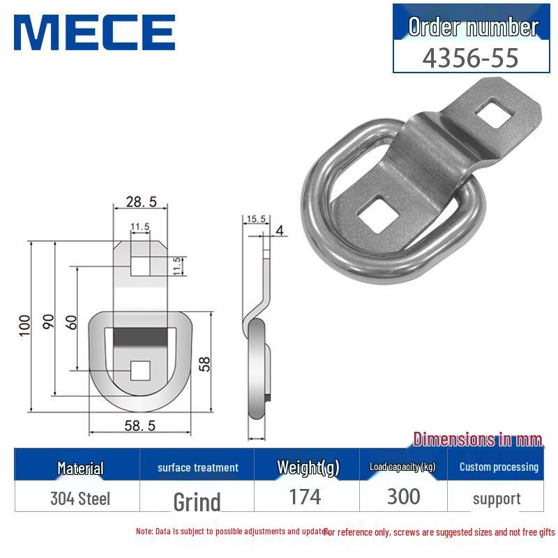 Heavy Duty D-Ring Truck Bed Tie-Down Hook with Triangle Latch