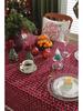 American Yarn-Dyed Holiday Christmas Tablecloth - Red and Green Plaid Cotton Polyester for Coffee and Dining Tables.