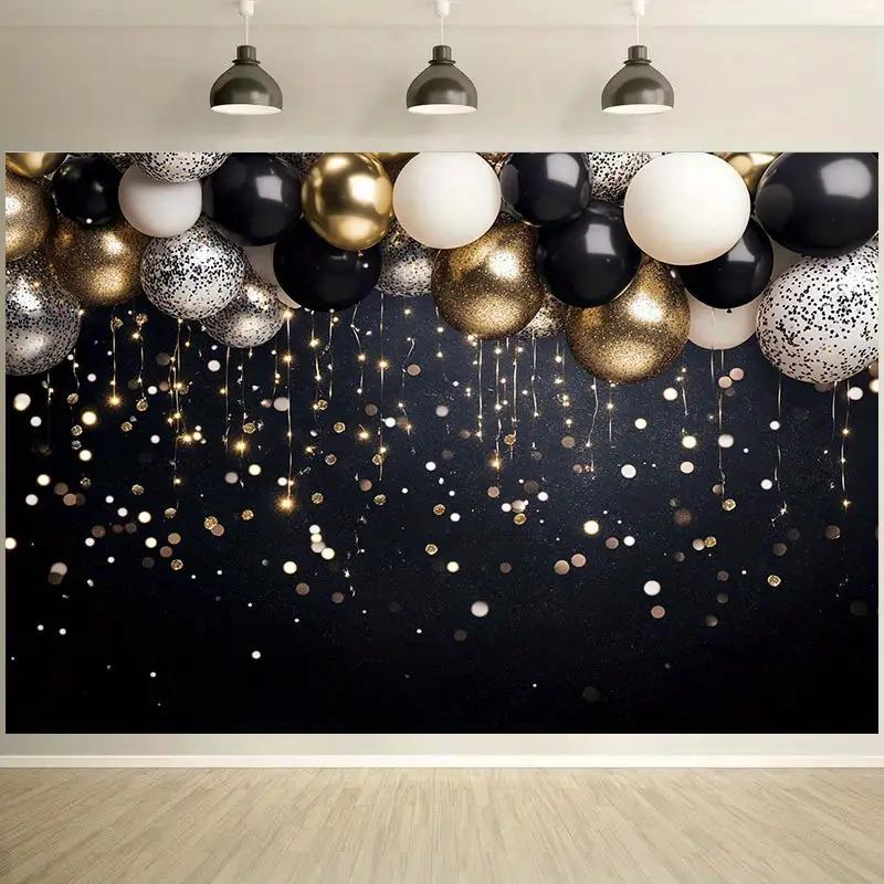 2D Grafikdesign 1 Stück Premium Schwarz Gold Ballon Party Hintergrund Stoff - aus Polyester für Partydekoration