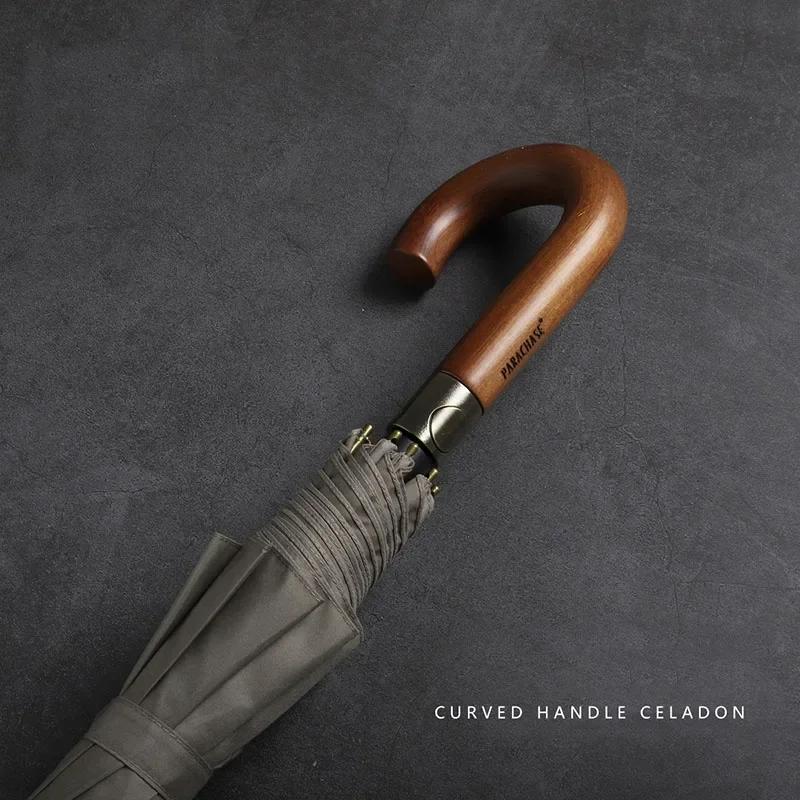 Big Umbrella Men Women Rain Double Layer Windproof 8 Ribs Wood Long Handle Umbrella Automatic Strong Guarda Chuva