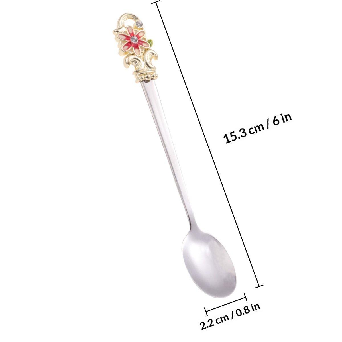 

Floral Enamel Coffee Spoon Stainless Steel Bright Mirror Finish Dessert Scoop for Home Restaurant Use Kitchen Spoon