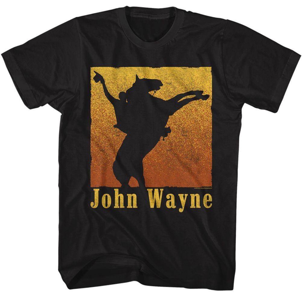 John Wayne Rearing Horse Black Icon Shirt M