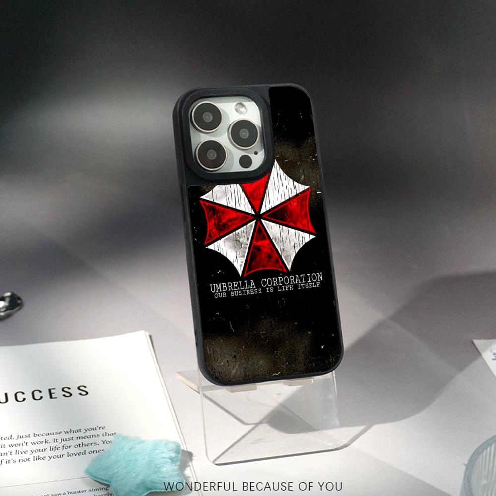 Classic Evil Umbrella cool pattern design Phone Case for iPhone 17 16 15 14 13 12 Pro Max Sheepskin Silver-edged protective case