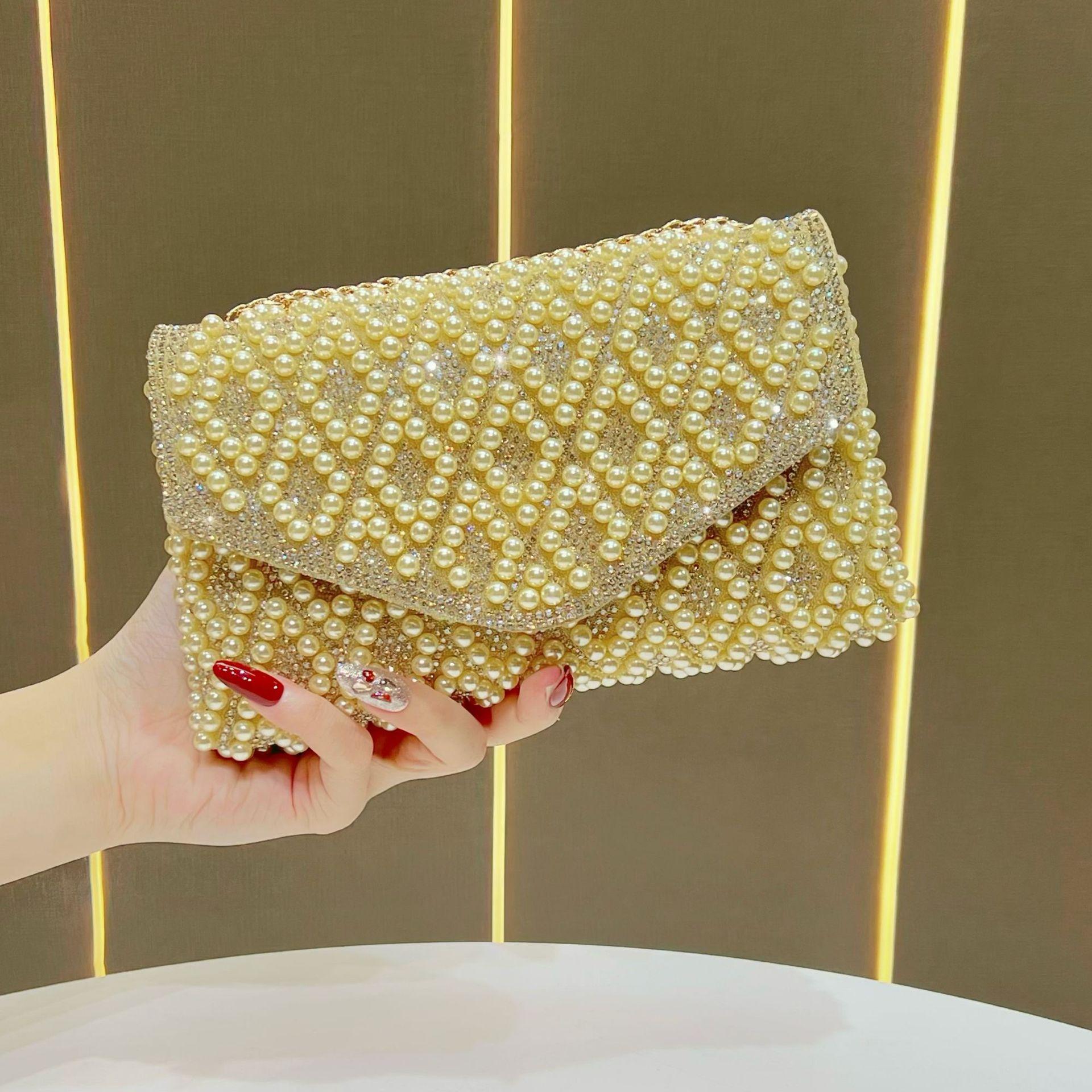

Pearl Underarm Bag - Banquet Water Droplet Chain Shoulder Bag - Evening Bag - Handbag