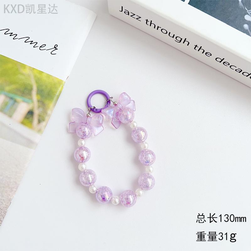 Summer Small Clear Bowknot Phone Chain Beaded Creative Crack Beads Car Hanging Decoration Cute Girl Blind Box
