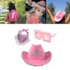 Blingbling Cowgirl Hat Scarf Sequined Brim Hat Scarf and Sunglasses Set