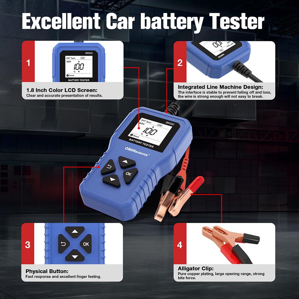 Car Battery Tester 100-2000 CCA Car Battery Tool 6V 12V 24V Car Battery Tester Car Battery Analyzer BM550 Battery Testing Tool