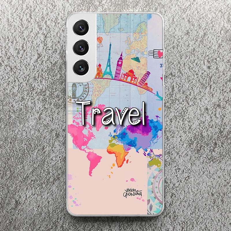World Map Travel Plans Print Soft Case for Samsung Galaxy S25 S24 S23 S22 Ultra S21 Plus S20 FE Phone Shell S10 + Pattern Cover