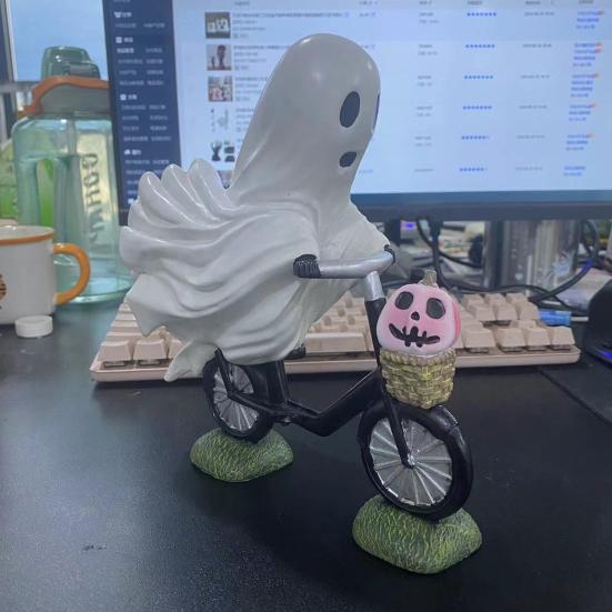 Bike Rider Ghost Statue Resin Ghost Riding on A Bicycle