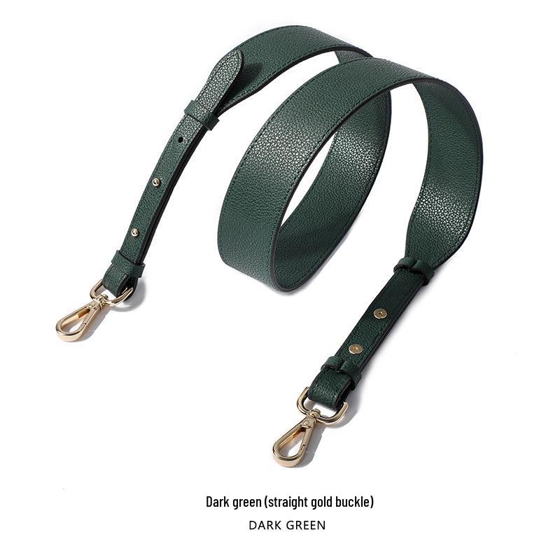 Cowhide Double-Sided Wide Adjustable Shoulder Strap with Lychee Pattern