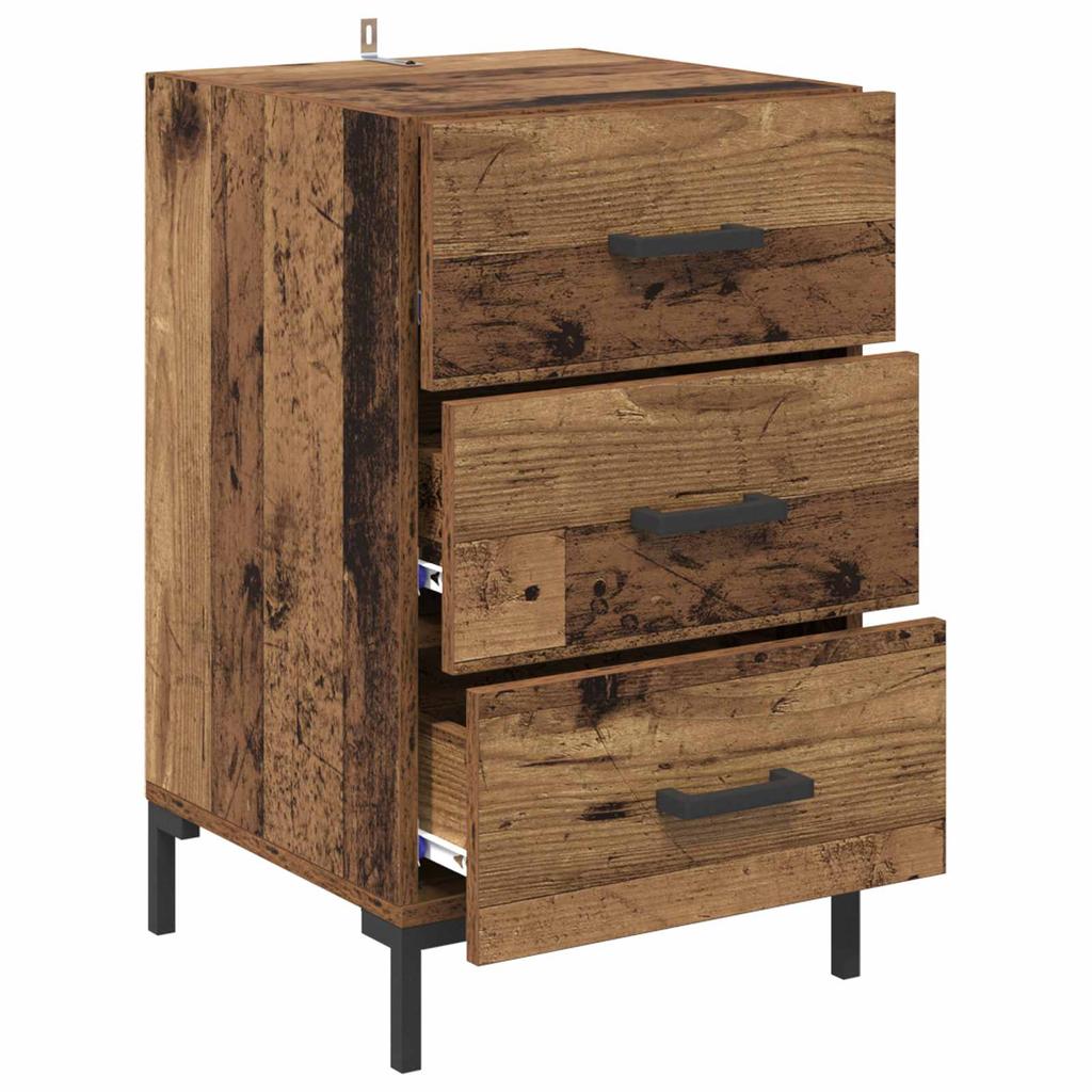 Nightstand with Drawers Rustic Wood Look 40 X 40 X 66 Cm Engineered Wood