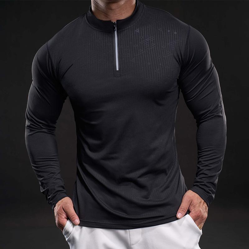 

Мужская футболка с длинным рукавом для бега и упражнений, быстросохнущая, тонкая, быстросохнущая одежда, круглый вырез, цветная блокировка, эластичная футболка из ледяного шелка XL чёрный