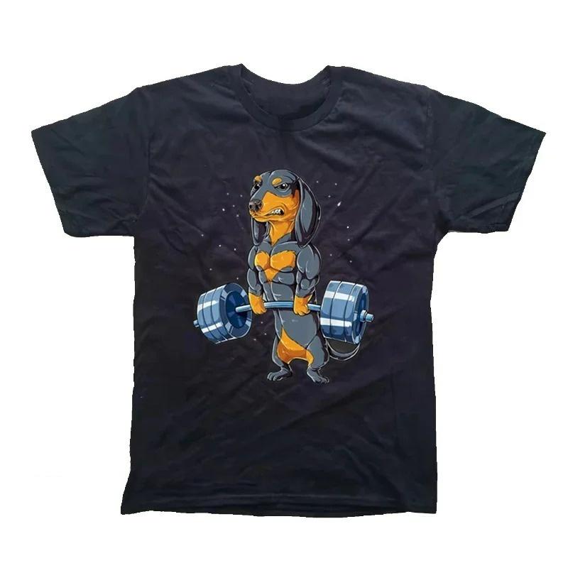 Funny Deadlift Gym T Shirts Graphic Dachshund Dog Weightlifting Streetwear Short Sleeve Birthday Gifts Summer T-shirt for sport
