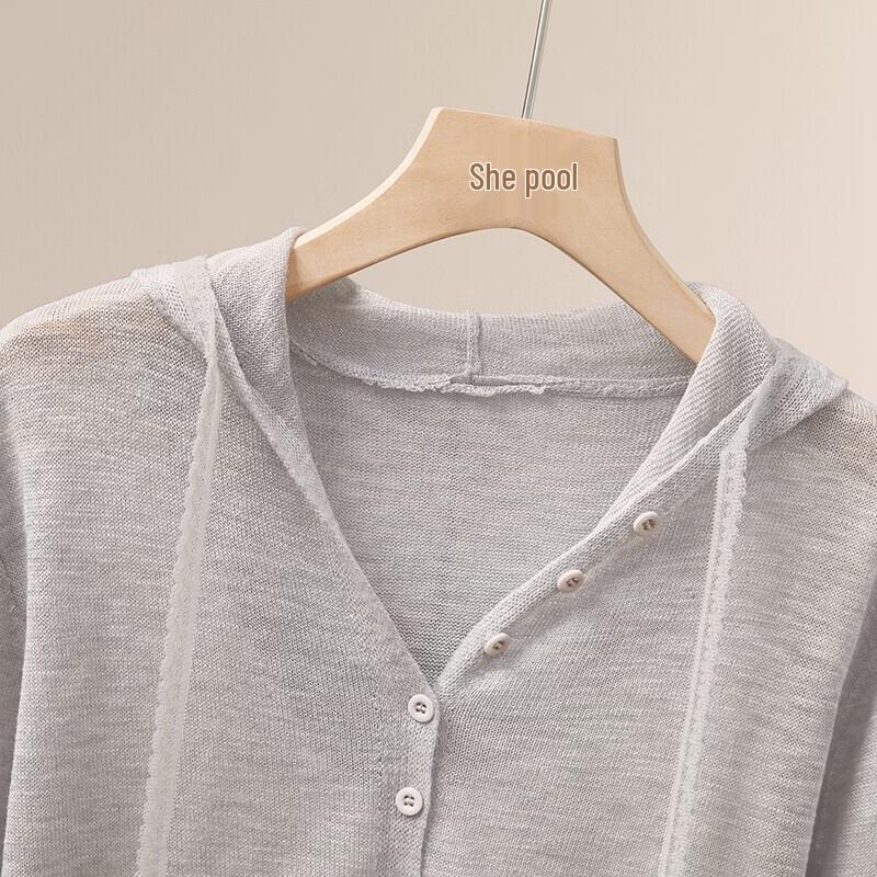 Leichter Strick-Cardigan mit Kapuze und Kordelzug für Damen
