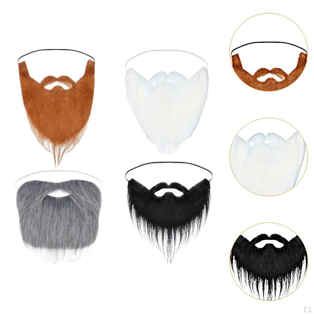 4Pcs Fake Beards Costume Ornament Gnome for Holiday Christmas Fancy Dress