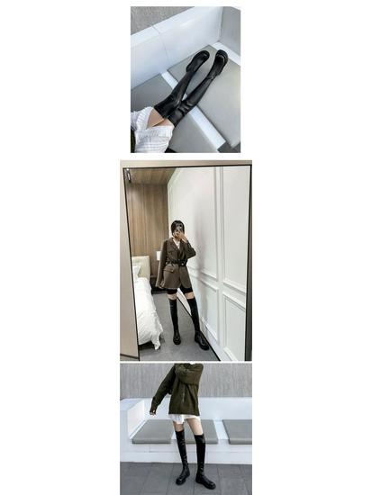 Women's Over-the-Knee Stretch Boots, 2025 Autumn/Winter, Slimming, Round Toe, Flat To Mid-Heel with Thick Sole.