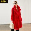 Warm Suit with Large Lapel Collar and Waist Cinched Fur Fur for Women's Long Coat, Plush Jacket