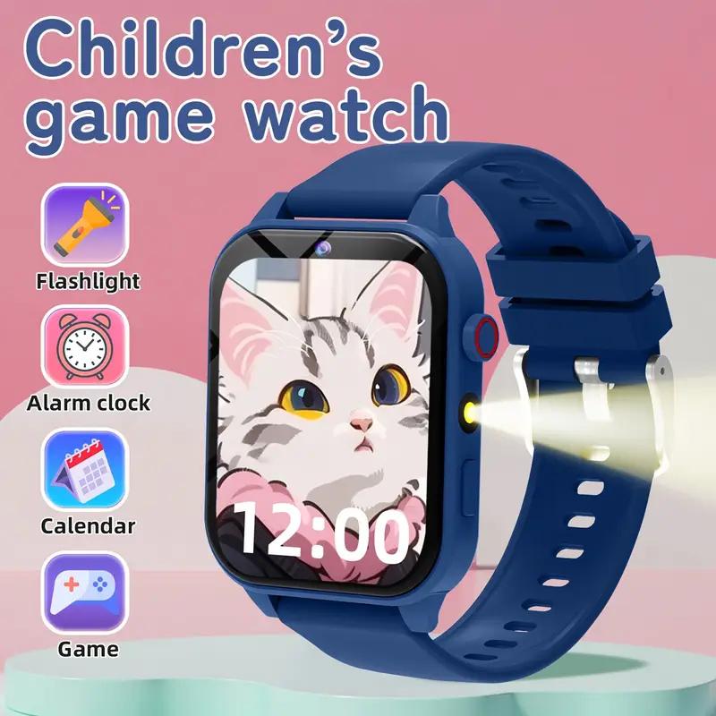 Kinderspiele Smartwatch 1,83'' HD Kamera Taschenlampe Schlafüberwachung Wecker 18 Spiele Smartwatch Kinder Jungen Mädchen Geschenke