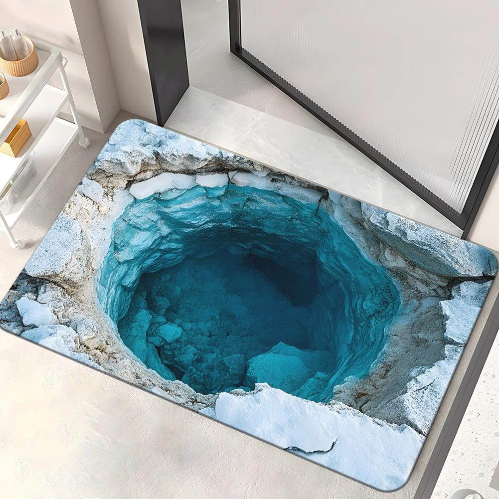 3D Hole Illusion Rug, 3D Optical Illusion Bottomless Hole Design Doormat Non-Slip for Door Entrance, Bathroom, Living Room