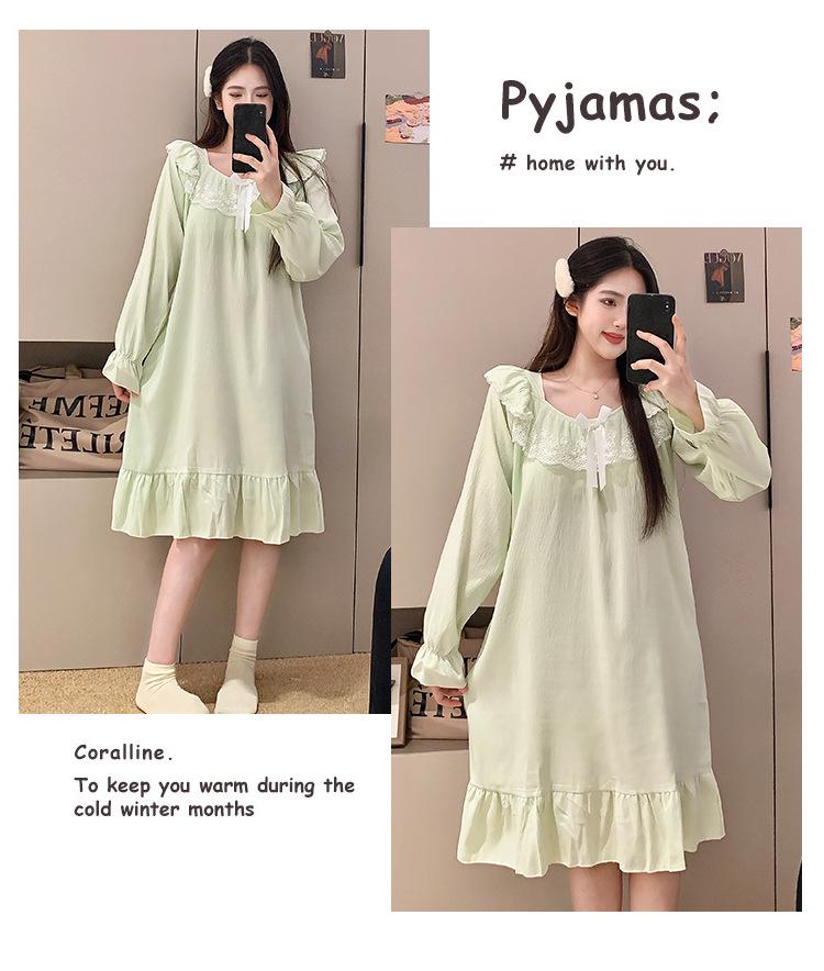 Cloud Cotton Sleep Dress: Long Sleeve Pink Pajamas for Girls - Spring/Autumn 2025