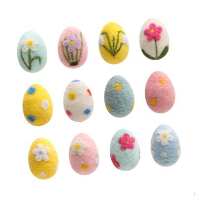 12Pcs Felted Easter Eggs Decor, Ornaments ,Party Supplies, Art Creative Decoration Colorful