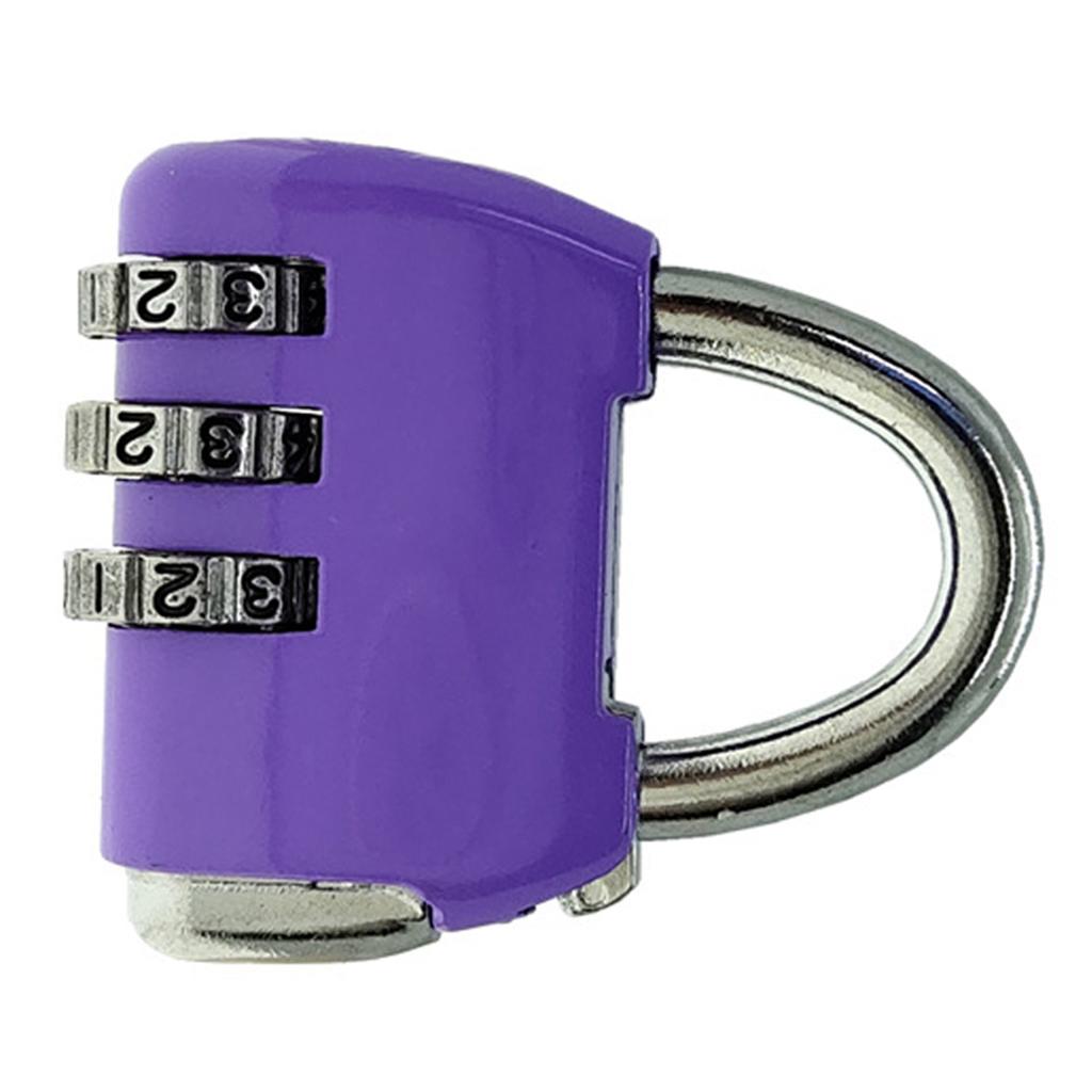 Padlock 3 Digit Combination Lock Security Heavy Duty Zinc Alloy Luggage Locks for SuitcasePurple