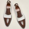 New Men's Pointed White Black Brown Mixed Brogues Leather Shoes Italian Gentleman Wedding Dress Formal Party Business Footwear