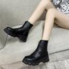 2026 Boots Women  Autumn Winter PU Leather White Ankle Boots Motorcycle Female Chunky Heels Platform Boots