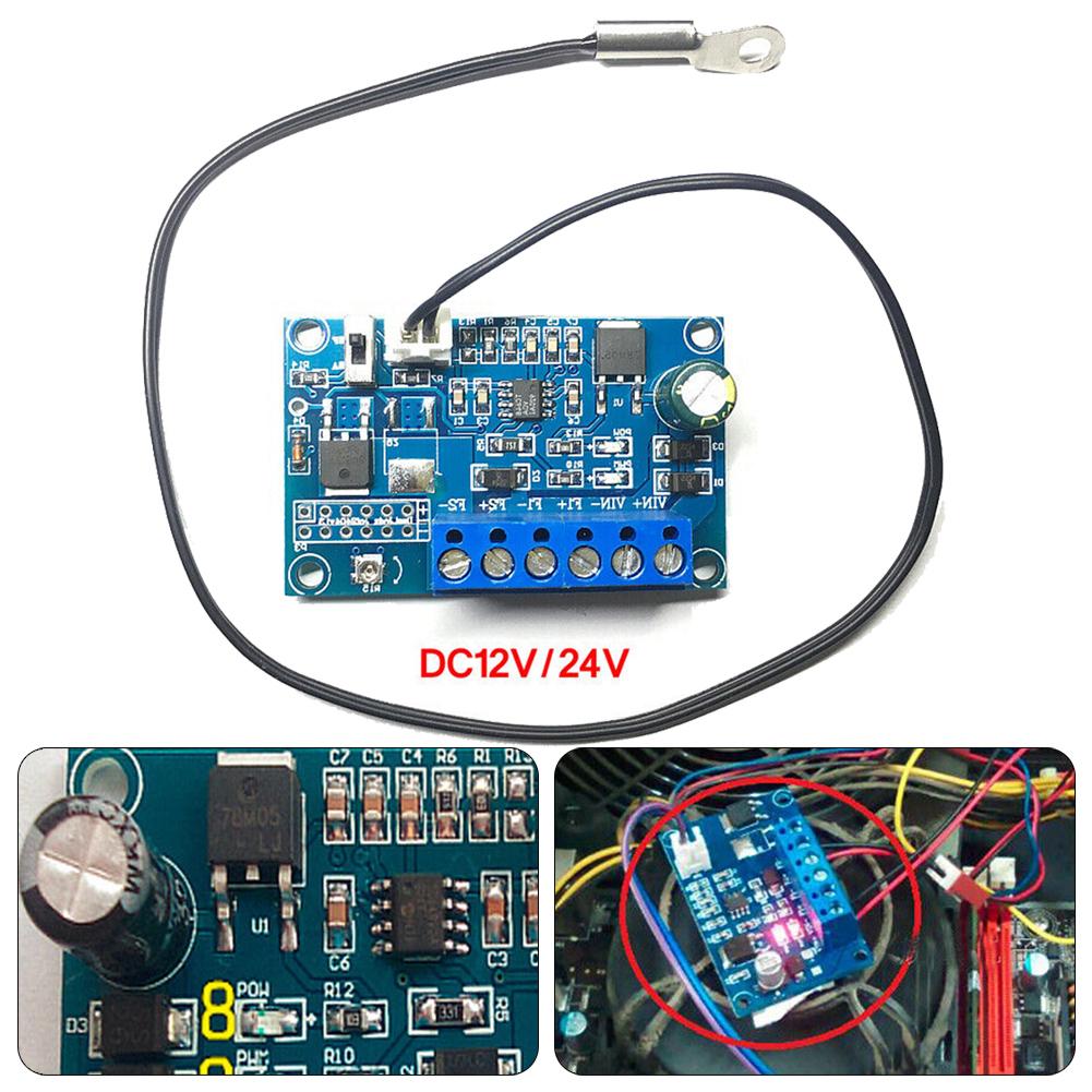 DC 12V 24V 4A PC Fan Temperature Control Thermostat Speed Governor 2-4 Cable Chassis Fan Speed Regulation Module With Sensor