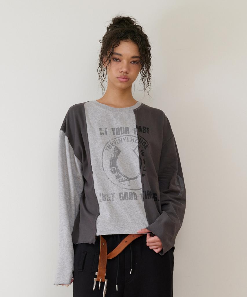 THEVINYLHOUSE Block Unbalance Ls Tee(W) Gray