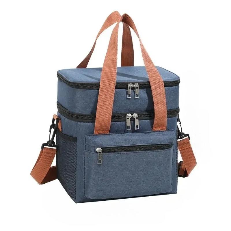 

Double Layers Thermal Lunch Bag Large Capacity Lunch Box Portable Crossbody Outdoor Picnic Bag Ice Pack Multi Functional Waterproof Handbag Bento Bag