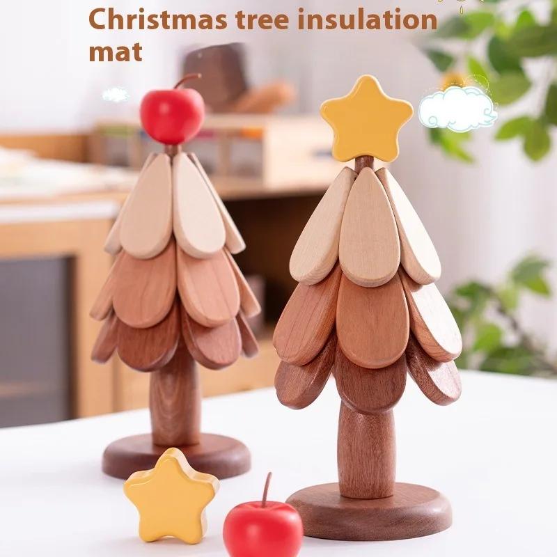 1 PC Christmas Tree Insulation Mat Solid Wood Dining Table Anti Scalding Pot Creative and Personalized Home Decoration Mats&Pads