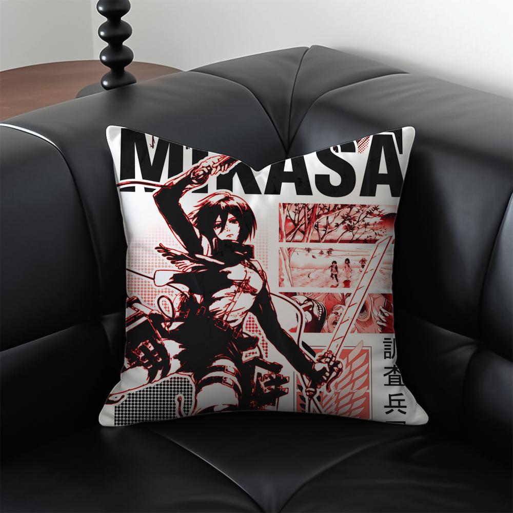 Anime Epic AAttack on TTitan Cushion Cover Pillow Case Antidustmite Invisible zipper silky short plush Sofa cushion