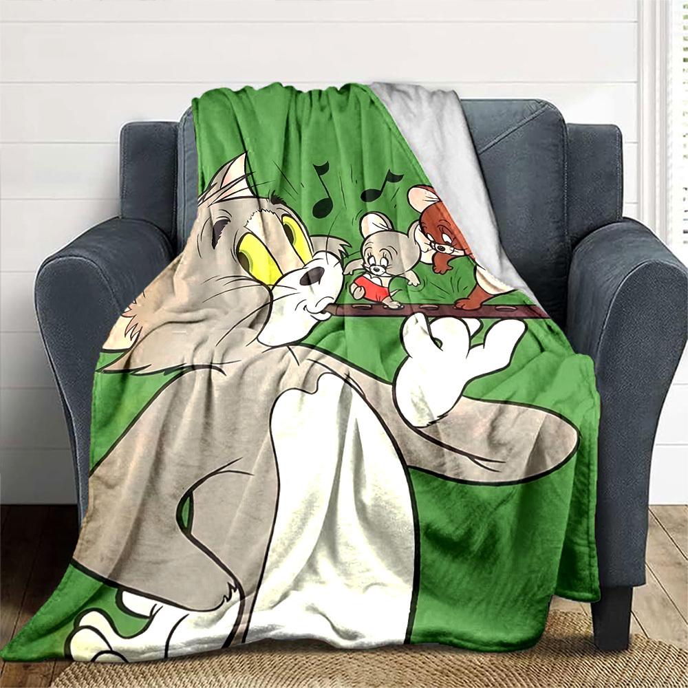 1pc Tom and Jerry Flannel Blanket Soft Warm Throw for Home, Office, Travel, All-Season Cozy Bedding GiftL1103