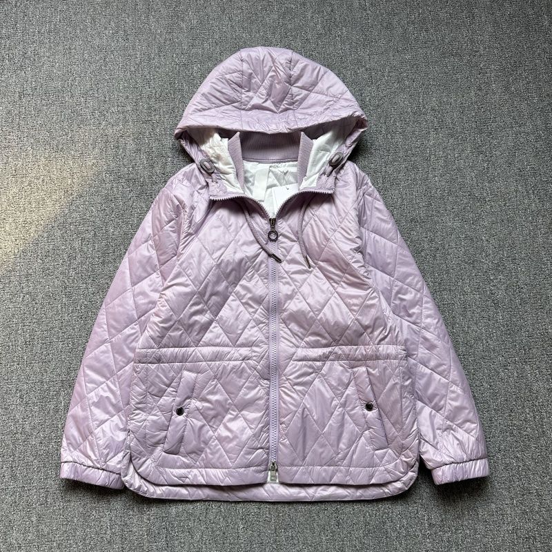 

America Cattle Goods Ромбовидный клетчатый легкий стеганый плащ женский с капюшоном, приталенный, стройнящий, ветрозащитный, омолаживающий, универсальный, весенняя верхняя одежда Light purple rhombus waist cotton-padded coat M