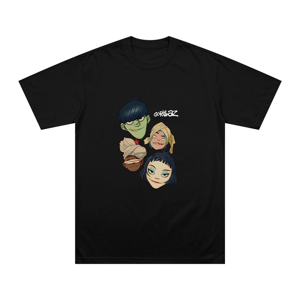 The Mountain Heads T-Shirt Gorillazs Graphic T-shirts Men Women Fashion Vintage Unisex Soft Cotton Tops XS чёрный