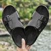 Fashion Luxury Brand Size 37-46 Summer Sandals Genuine Leather Outdoor Men's Slippers Anti Slip Soft Sole Quality Slippers Beach Shoes