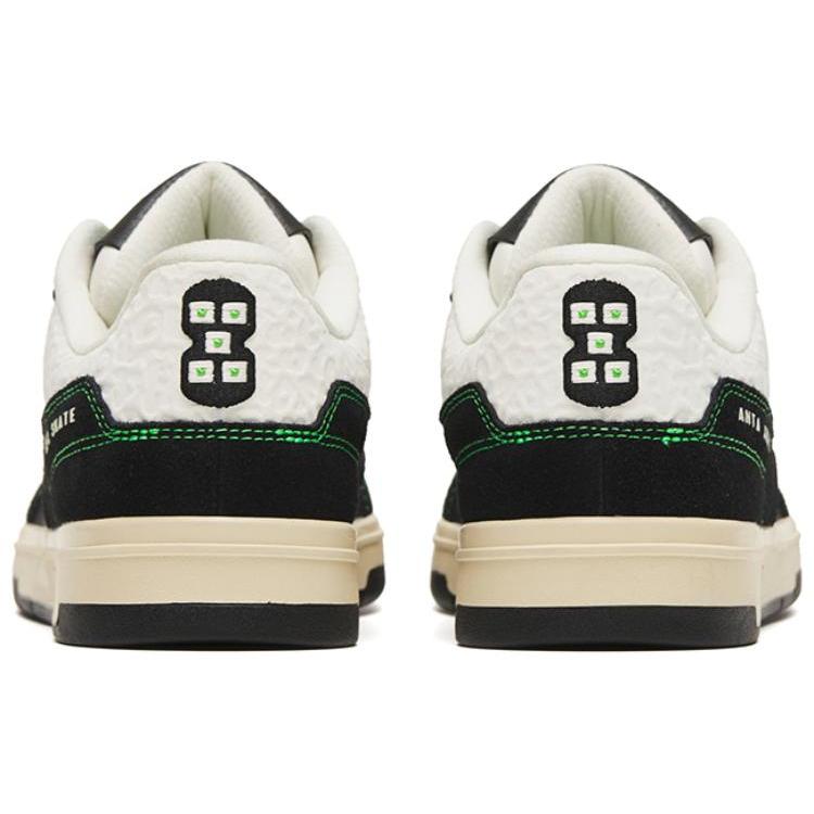 Anta Jie Ao Non slip Lightweight Low top Skateboard Shoes Women's Black White Green 122248090S-1