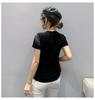 2024 Women's Slim Fit Lace Hollow Diamond Tee - Short-Sleeved, Round Neck Fashion for Spring/Summer
