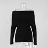 2025 Autumn Winter Women's Sweater Long Sleeve Knitted Crop Top Off Shoulder Sexy Slim Fit Basic Pullover
