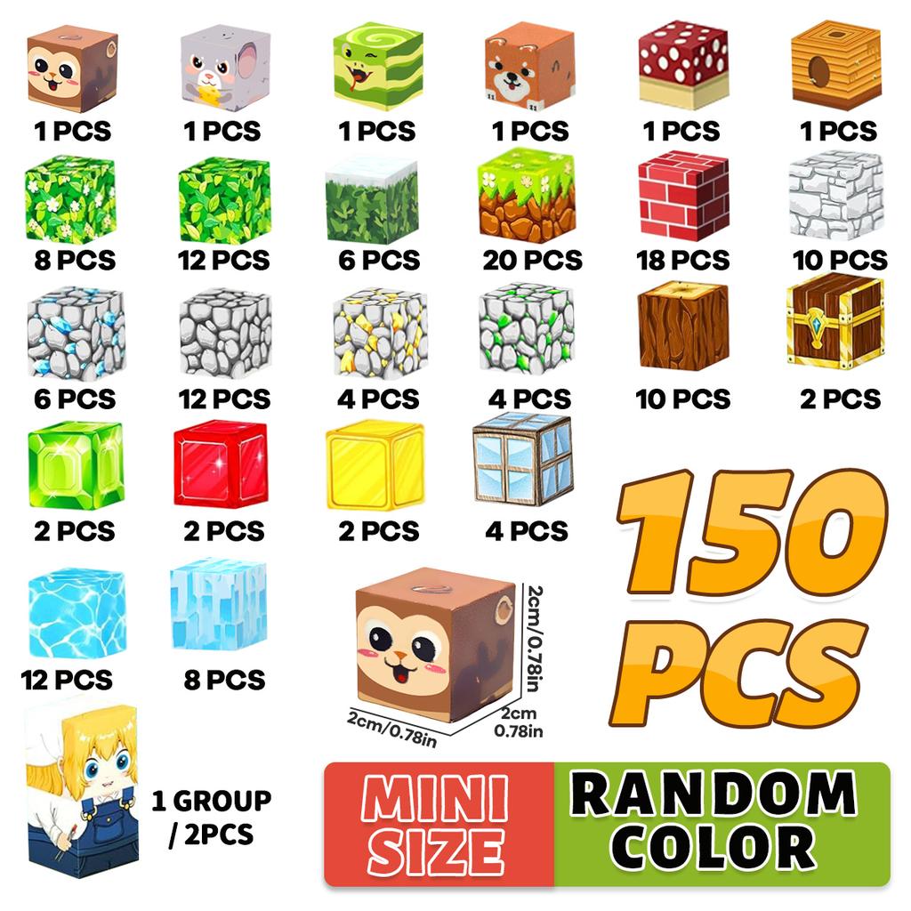 Magnetic Building Blocks 60-160PCS Magnet Cube Set for Boy Girl Kid Age 3+ DIY Model Children Stem STEM Sensory Toy Gift