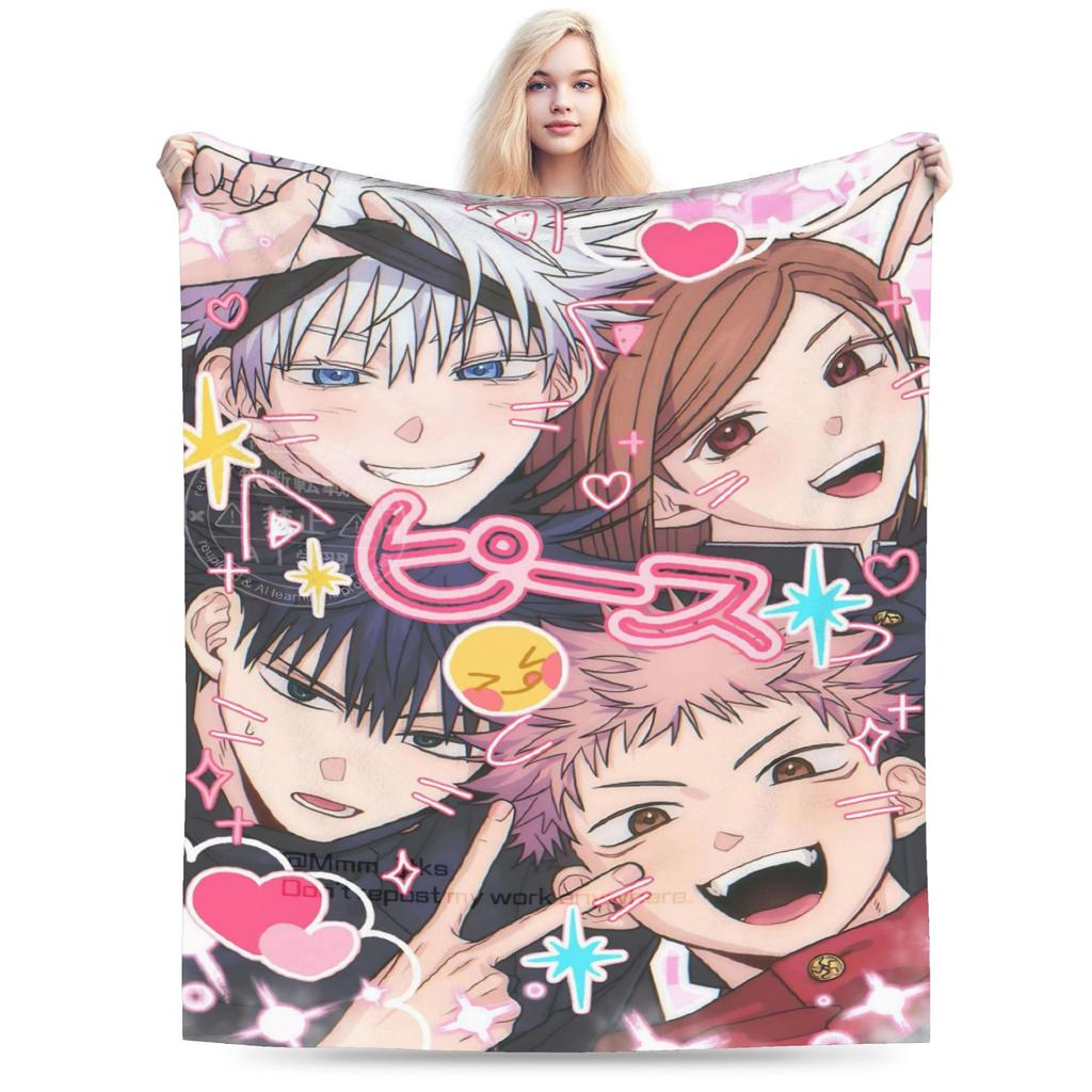 Warm Cozy Blanket Picnic Gojo Satoru Bedding Throws Novelty Bedspread For Couch Bed