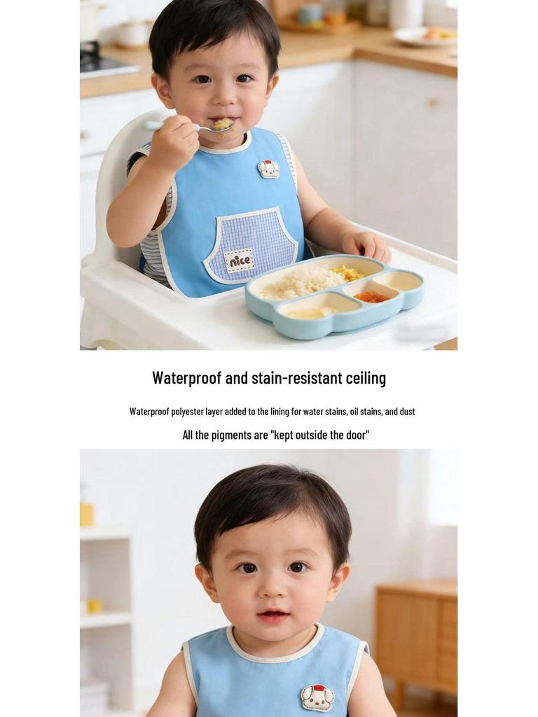 Waterproof Baby Bibs: Sleeveless, Anti-Stain, Solid Food Cartoon Coveralls for Infants and Toddlers