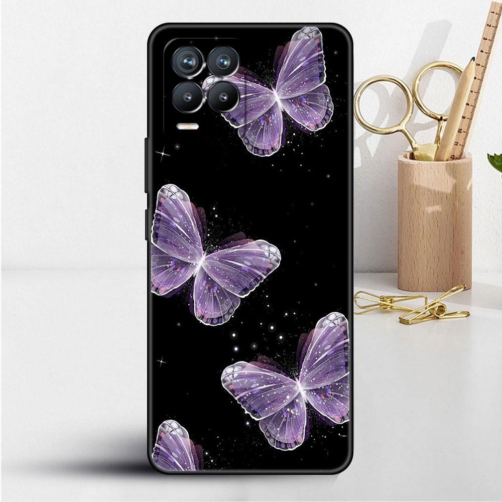 Case For Realme 8 C21y GT Neo 2 3 8i C21 7 C11 6 C12 C35 C3 GT 9 Pro C12 Silicone TPU Phone Cover Beauty Pink Butterfly
