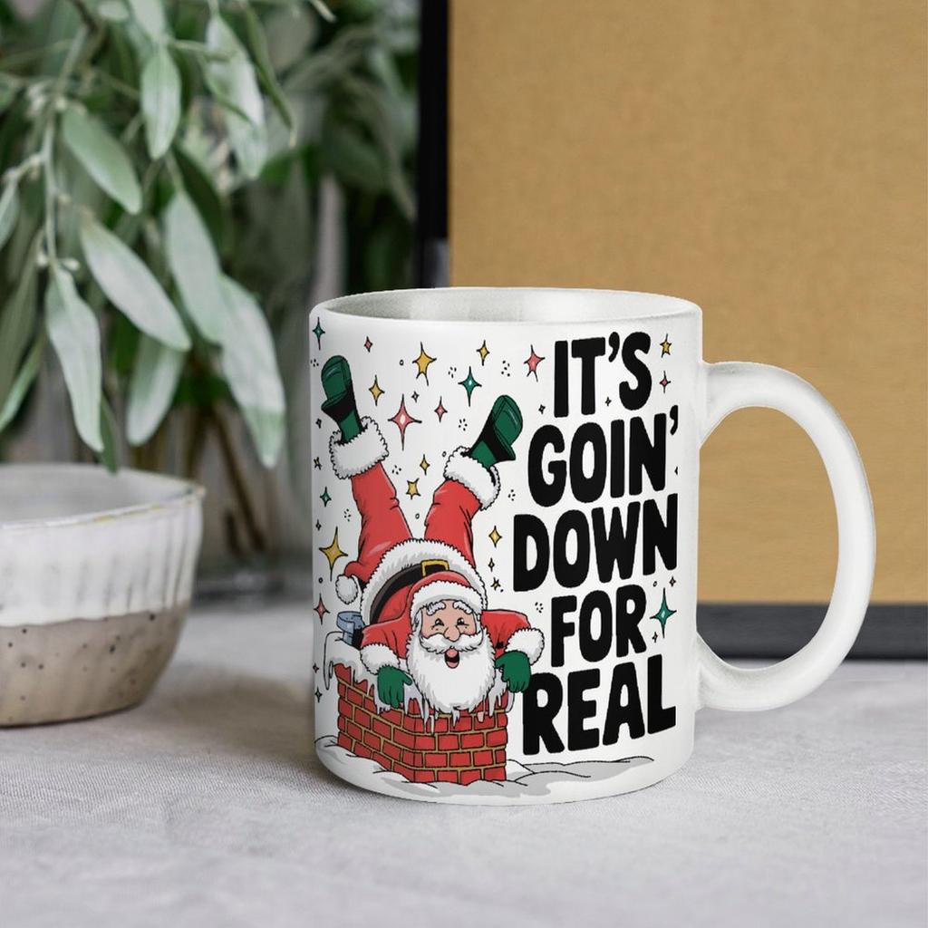 1pc 11oz Blank Ceramic Coffee Mug, Double-sided Printed Cup, Shiny Surface, Sturdy Grip, Everyday Drinking Mug for Family and Work Routines