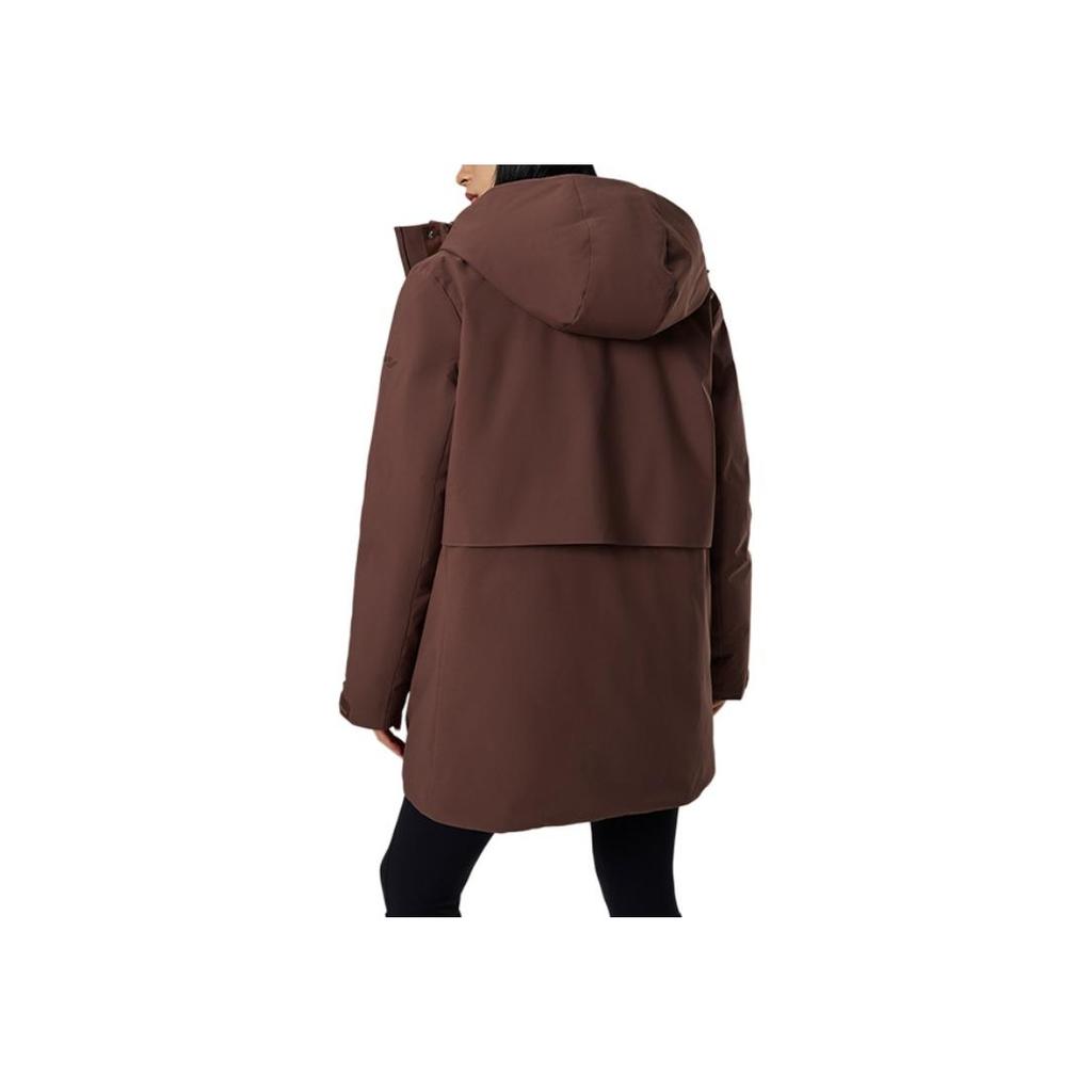 SAUCONY Solid Color Long Hooded Down Jacket Women Outerwear Chestnut-Brown SC1240166A-CO56